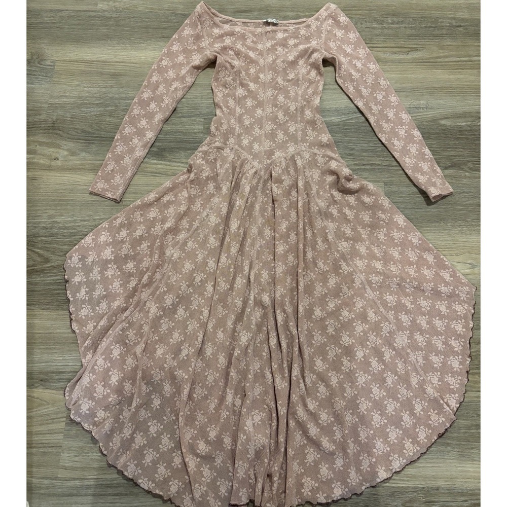 Free People Dial For Drama Sleeveless  Pink Slip Dress Size XS Lace